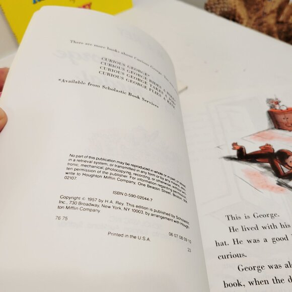 3 Vtg Curious George by H.A. Rey Gets a Medal Rides a Bike Takes a Job Books - Picture 4 of 8